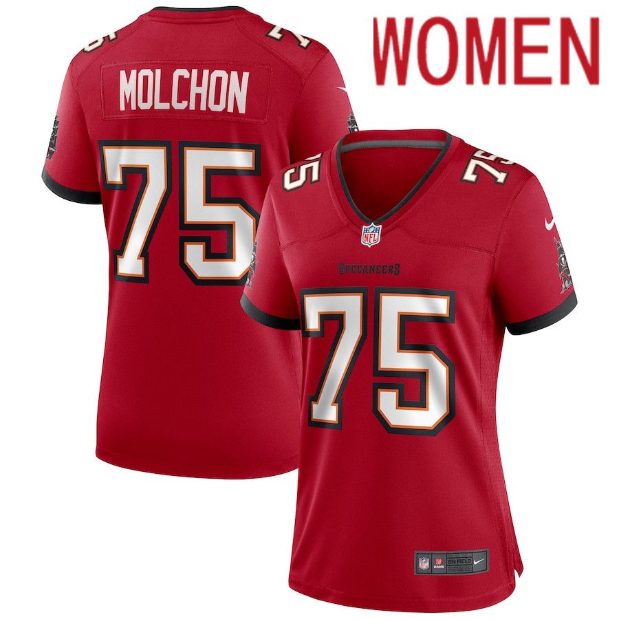 Cheap Women Tampa Bay Buccaneers 75 John Molchon Nike Red Game NFL Jersey